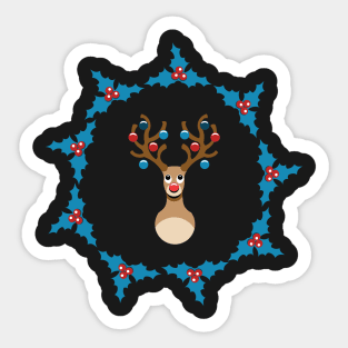 Cute Rudolph Reindeer Mistletoe Sticker